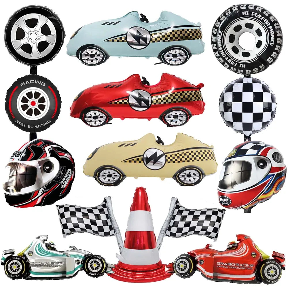 Race car balloon accents
